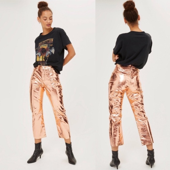 Topshop Pants - TopShop Crop Kick Flare Moto Dree Copper Pants 25